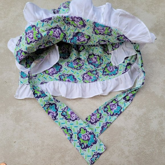 Vintage Feed Sack Prairie Bonnet Oversized Gardening Sunbonnet Neck Drape - Picture 6 of 9